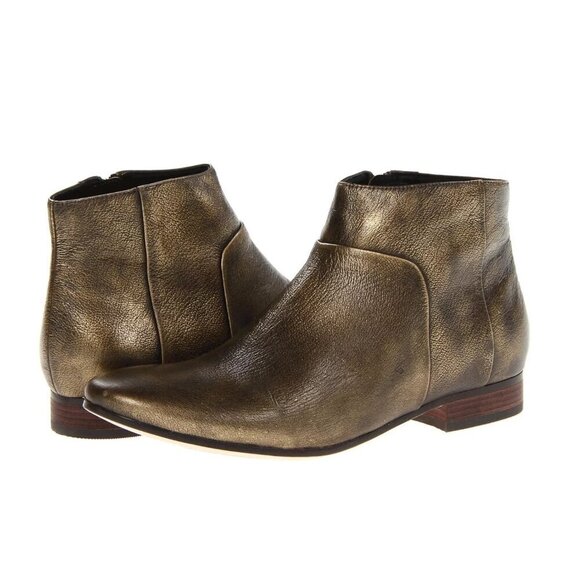 COLE HAAN NWOB Allen Leather Bootie Zip Ankle Boots Bronze - Picture 1 of 9